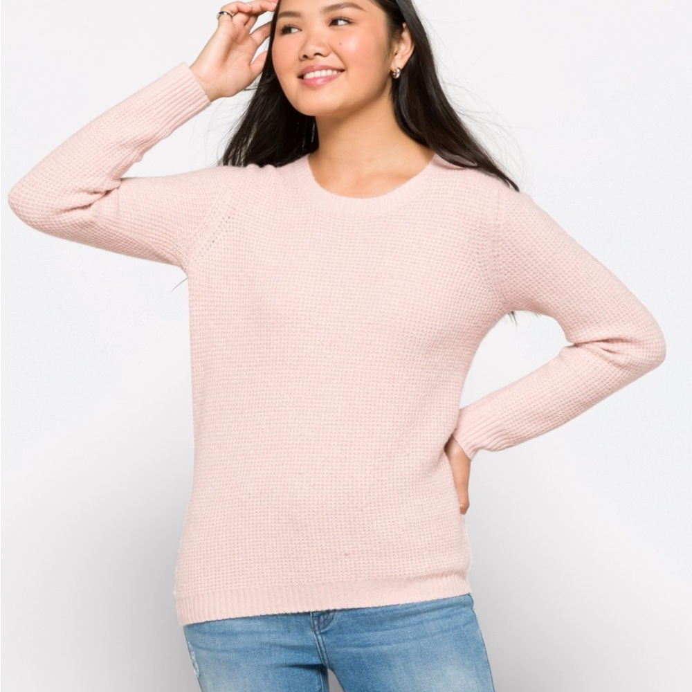 Market & Spruce Blush Pink Crewneck Textured Knit Sweater